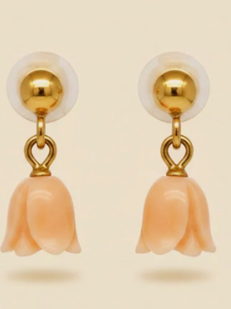 14k Coral Blossom Very Sweet Earrings For The Flower Lover